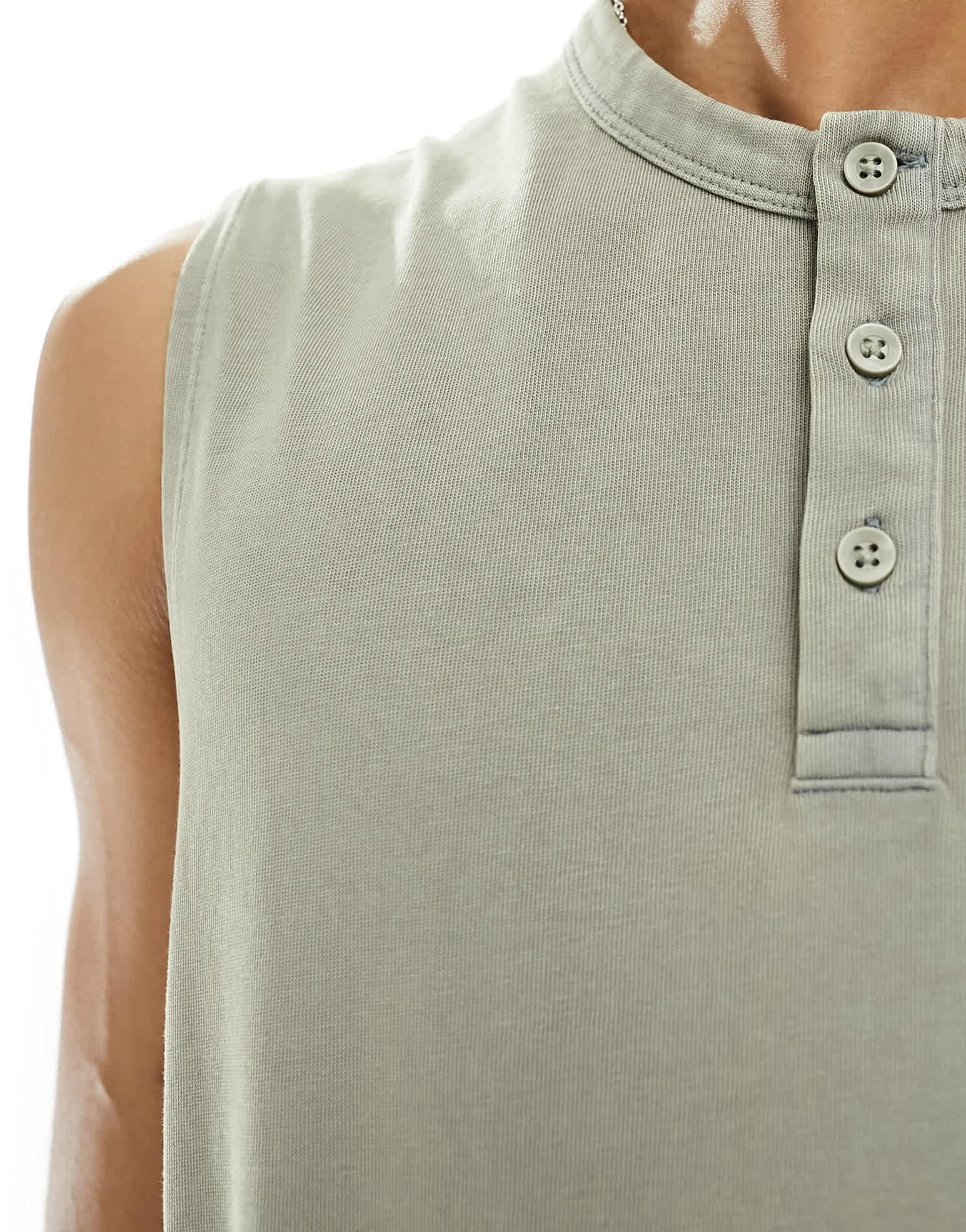ASOS DESIGN vest in vintage wash with button detail - ASOS Sample Sale EU Store