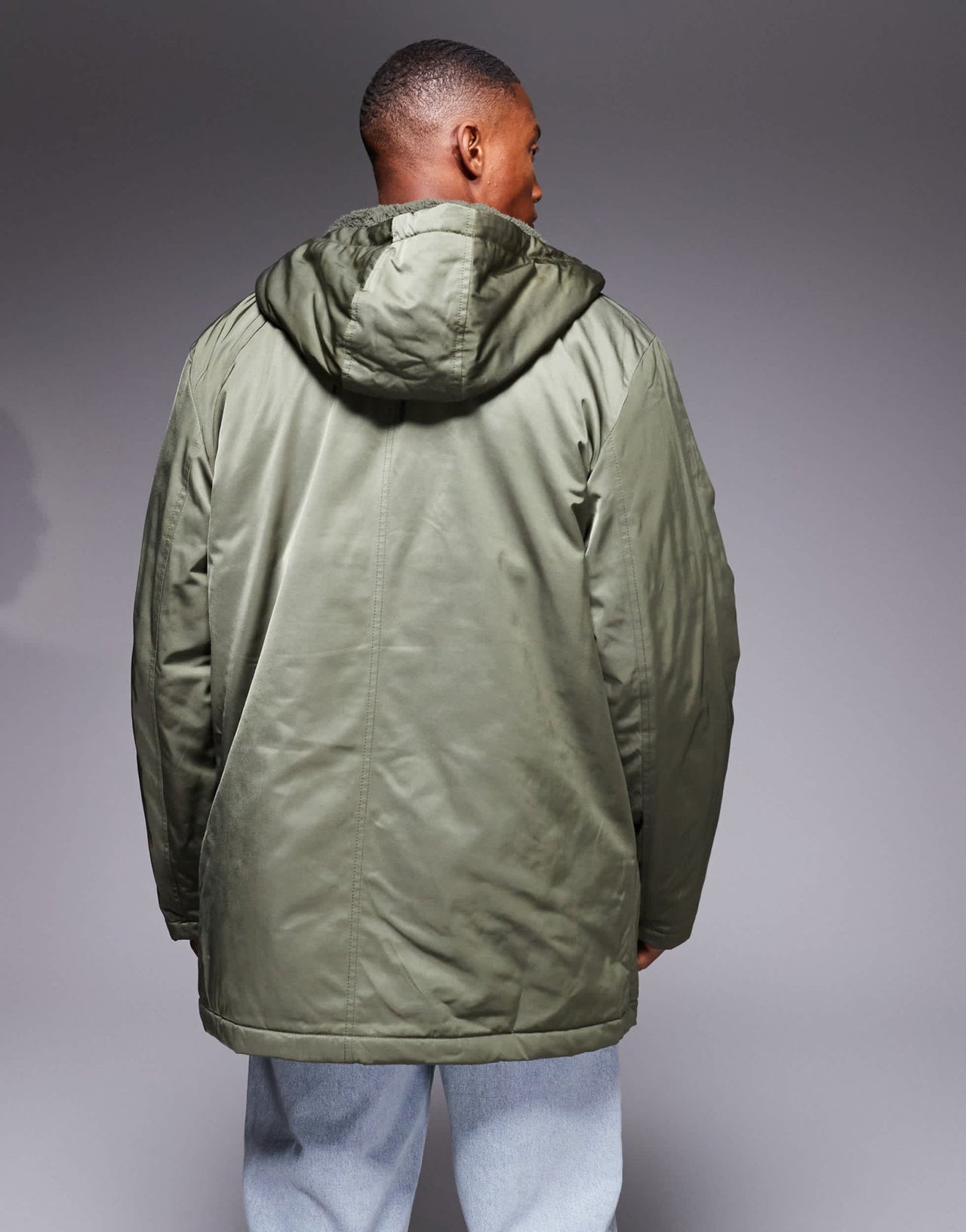 ASOS DESIGN wadded borg lined parka in khaki - ASOS Sample Sale EU Store