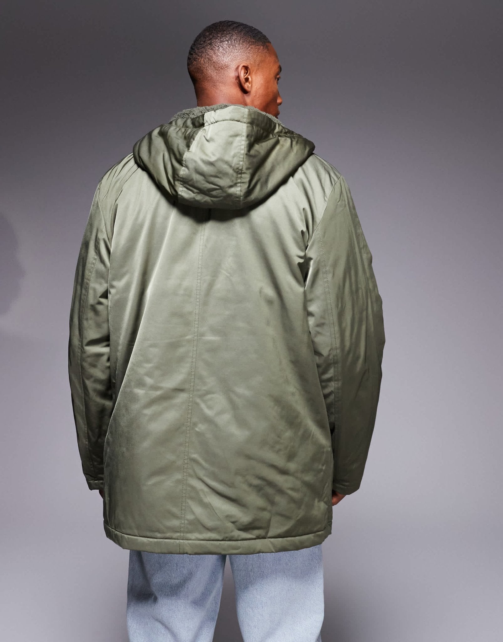 ASOS DESIGN wadded borg lined parka in khaki - ASOS Sample Sale EU Store