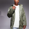 ASOS DESIGN wadded borg lined parka in khaki