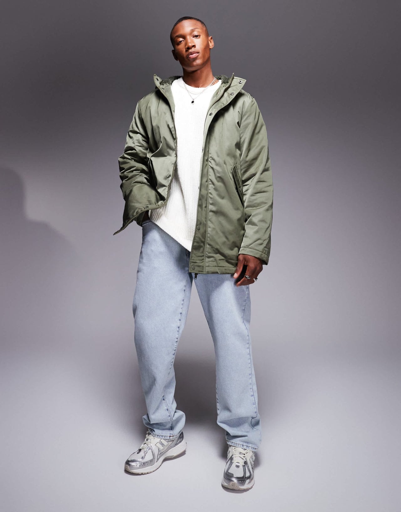 ASOS DESIGN wadded borg lined parka in khaki - ASOS Sample Sale EU Store