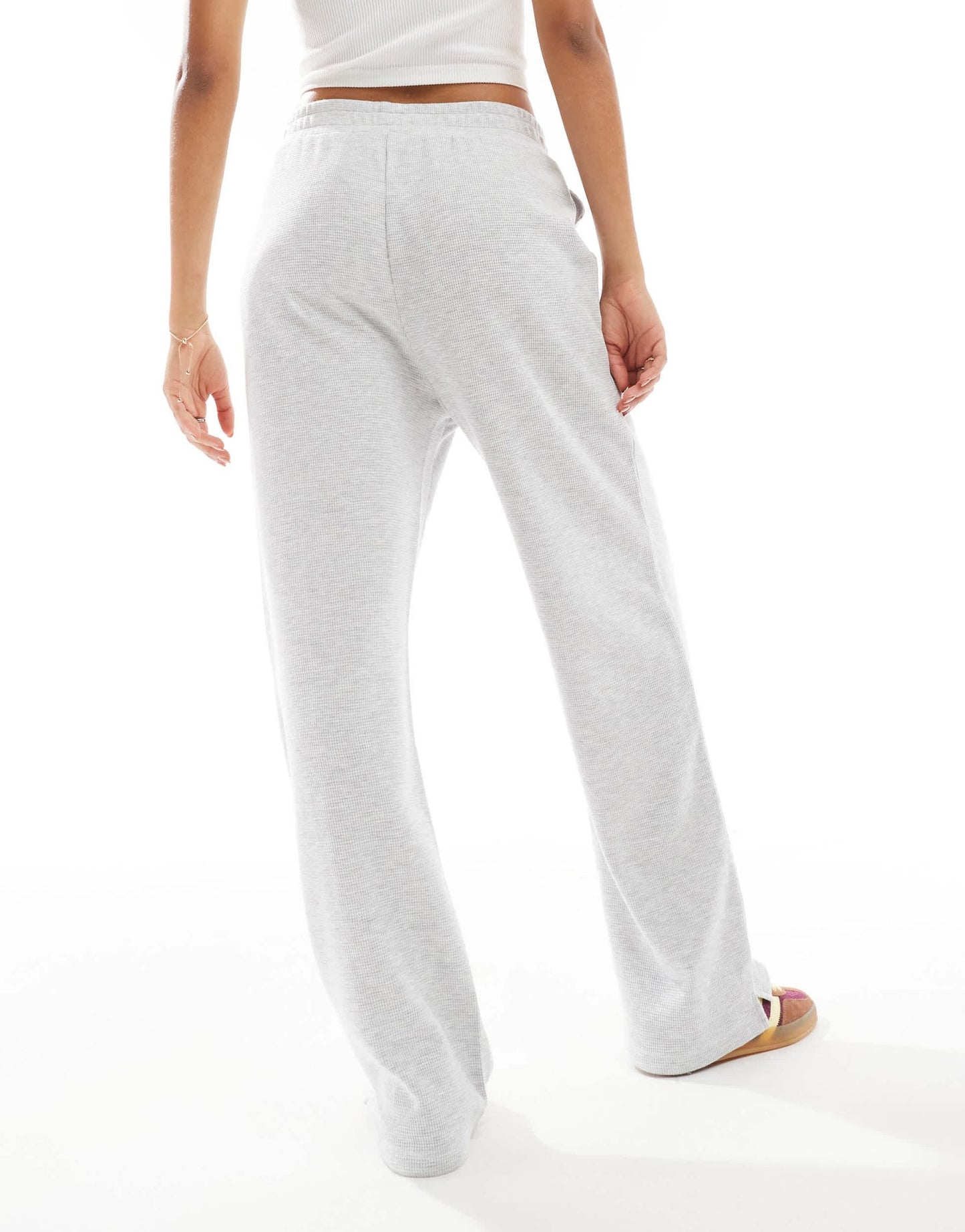 ASOS DESIGN waffle pin tuck trouser co - ord in ice marl - LGREY - ASOS Sample Sale EU Store