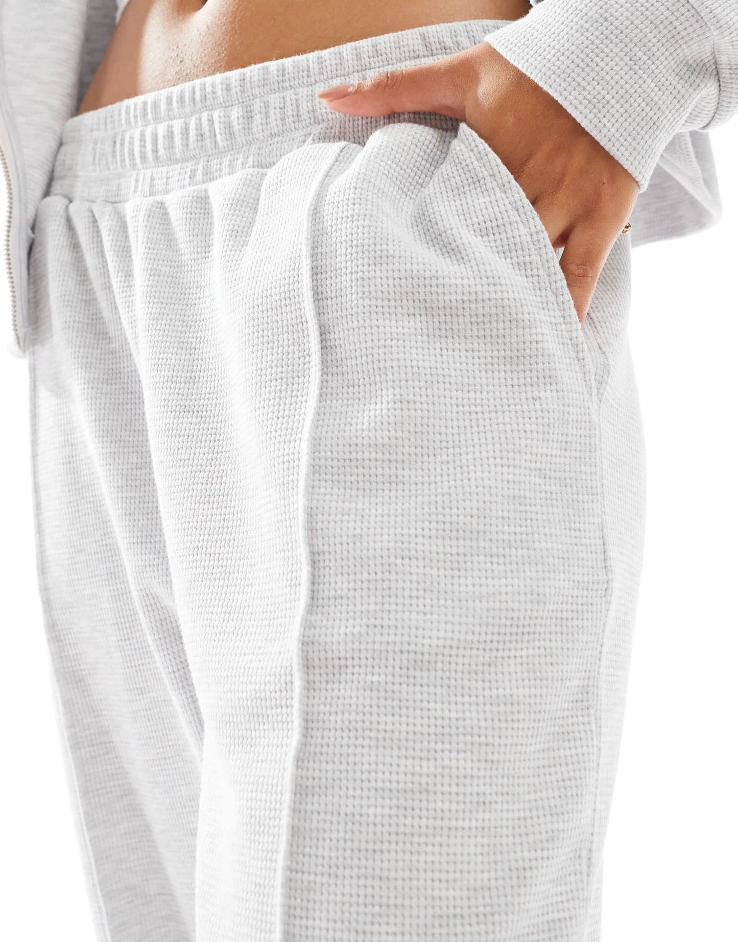 ASOS DESIGN waffle pin tuck trouser co - ord in ice marl - LGREY - ASOS Sample Sale EU Store