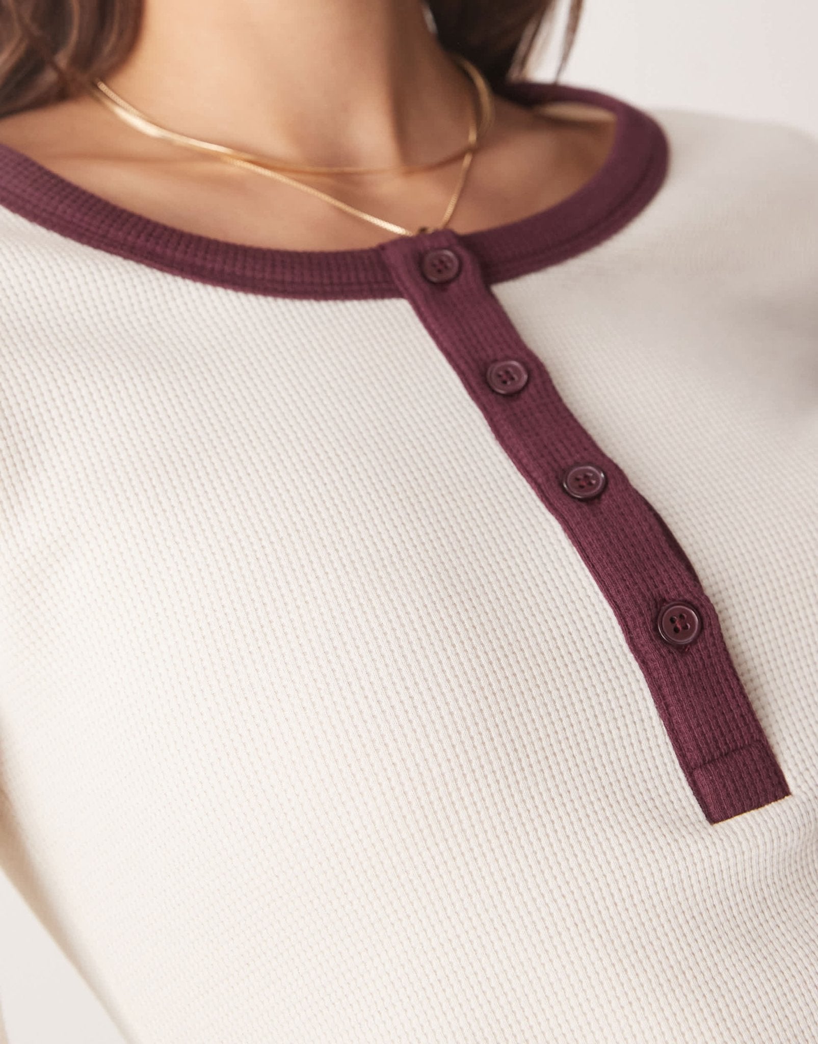 ASOS DESIGN waffle scoop neck henley top in cream - ASOS Sample Sale EU Store