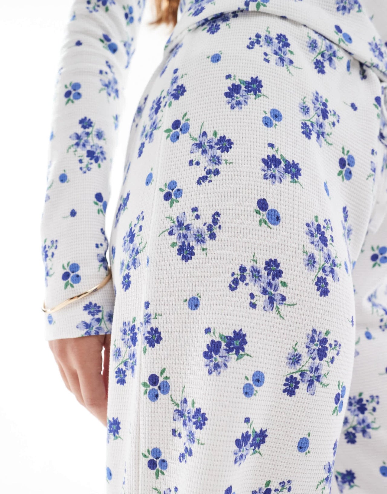 ASOS DESIGN waffle wide leg trouser co - ord in cream floral print - ASOS Sample Sale EU Store