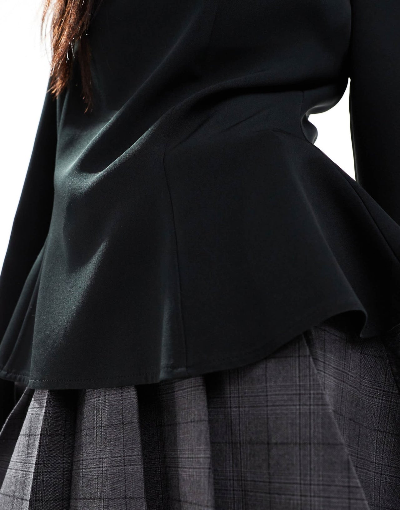 ASOS DESIGN waisted peplum top with flare sleeves in black - ASOS Sample Sale EU Store
