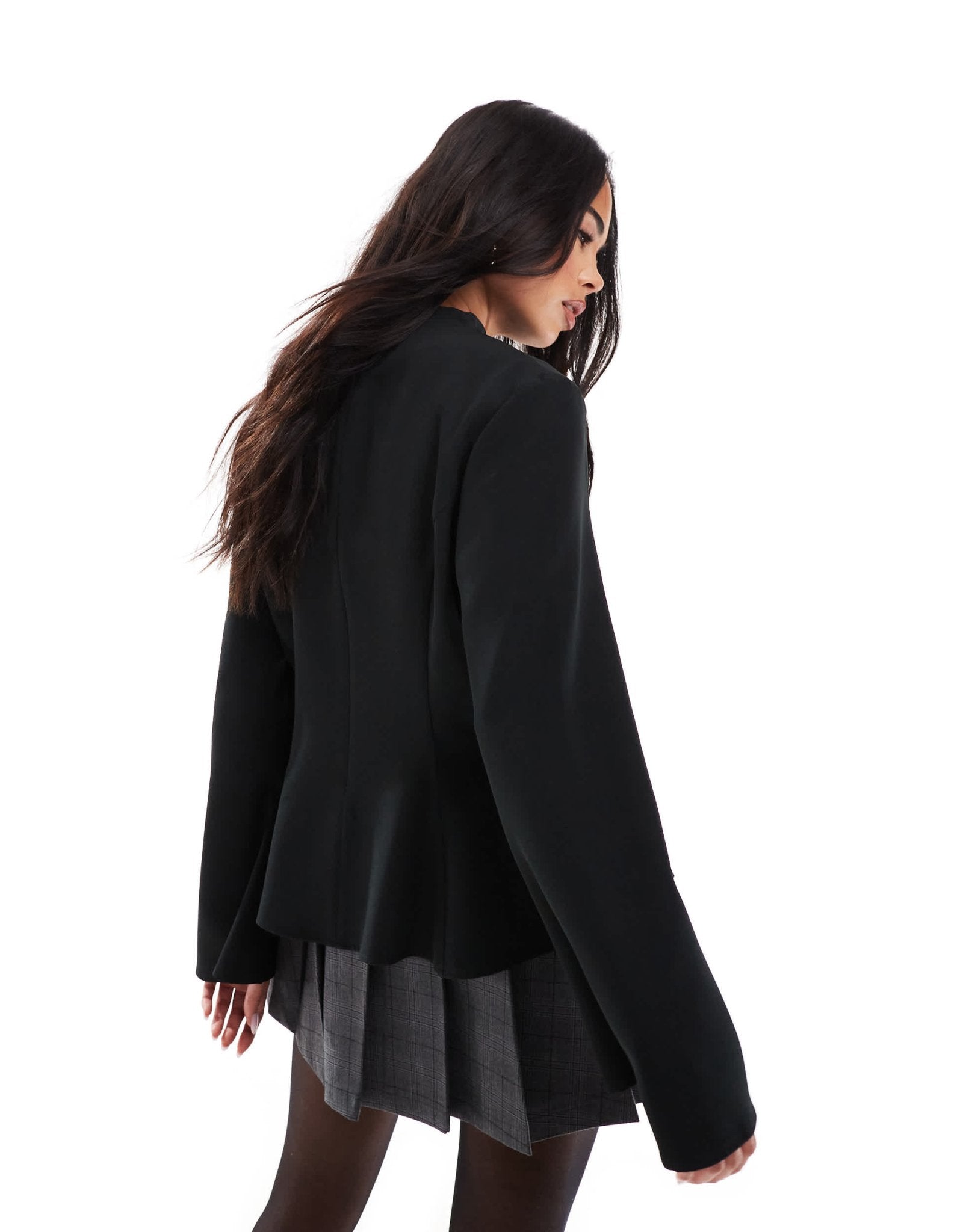 ASOS DESIGN waisted peplum top with flare sleeves in black - ASOS Sample Sale EU Store