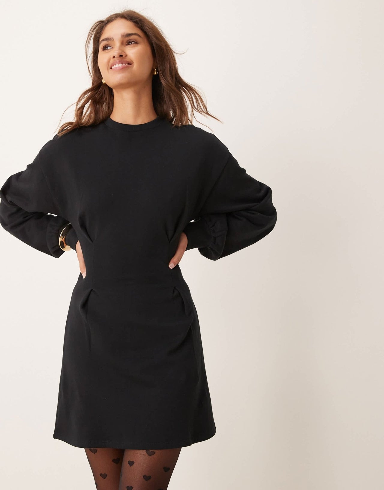 ASOS DESIGN waisted sweat mini dress in black - ASOS Sample Sale EU Store