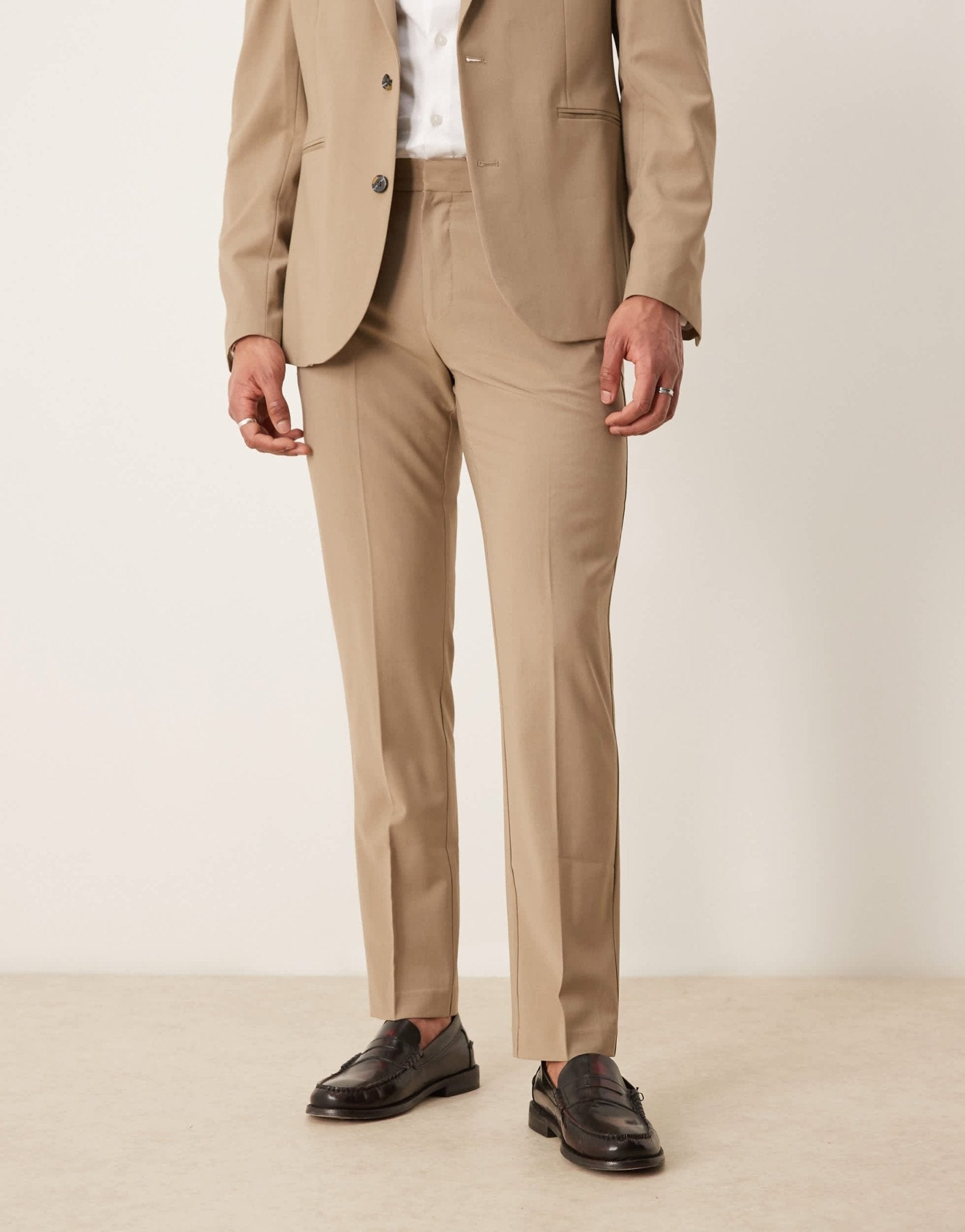 ASOS DESIGN washable slim suit trousers with lightweight worsted wool in beige - ASOS Sample Sale EU Store