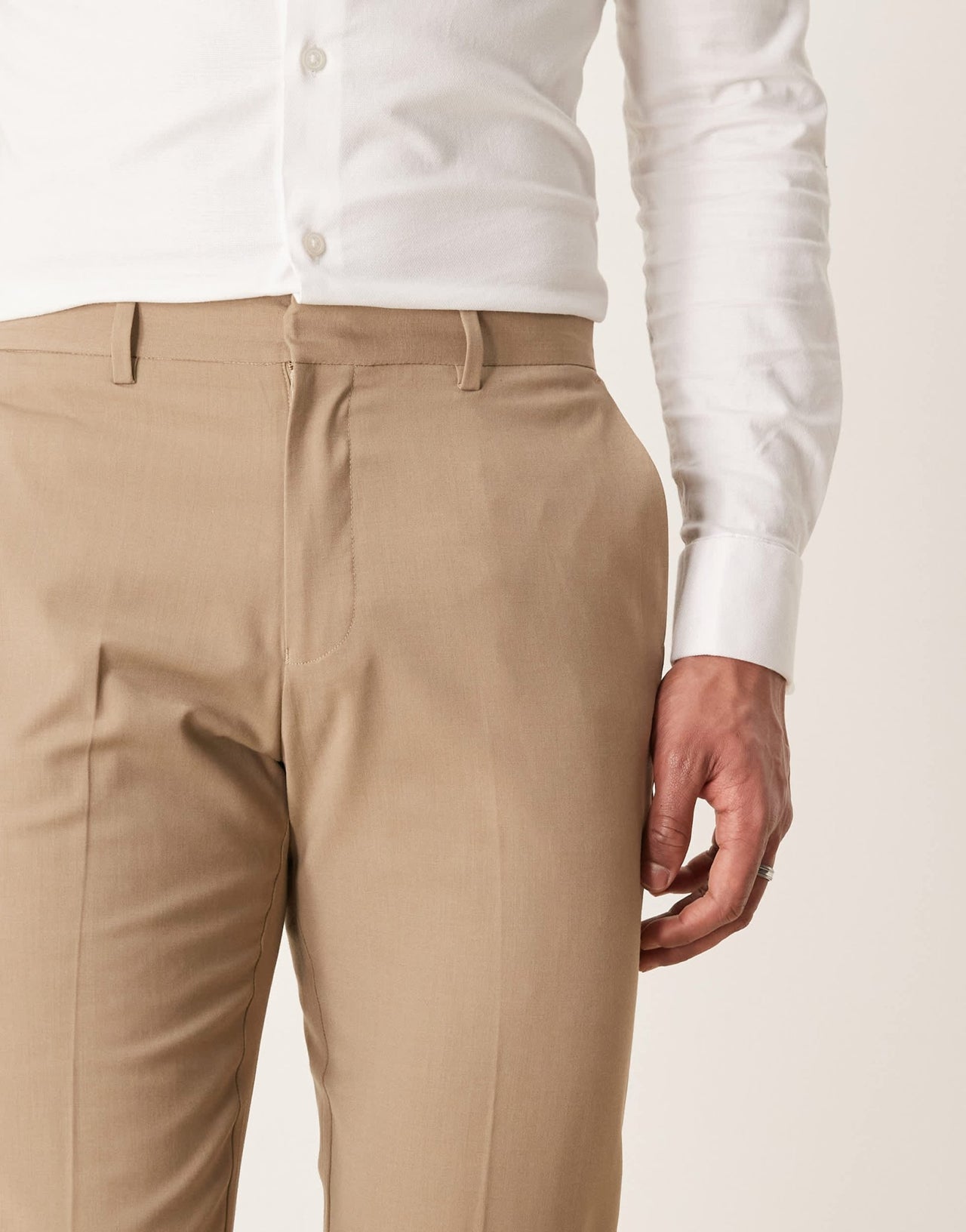 ASOS DESIGN washable slim suit trousers with lightweight worsted wool in beige - ASOS Sample Sale EU Store