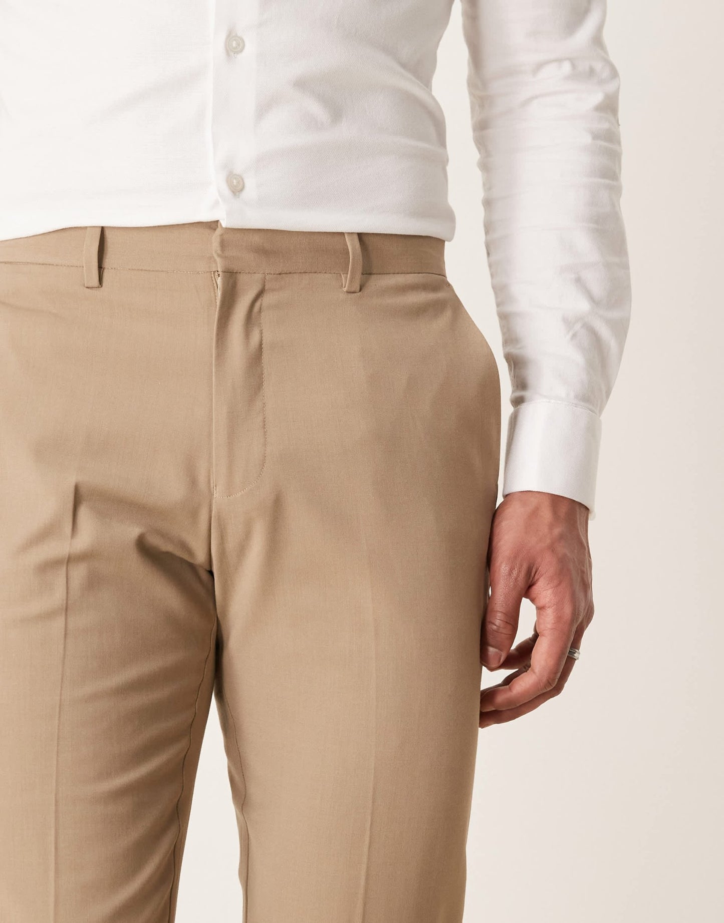 ASOS DESIGN washable slim suit trousers with lightweight worsted wool in beige - ASOS Sample Sale EU Store