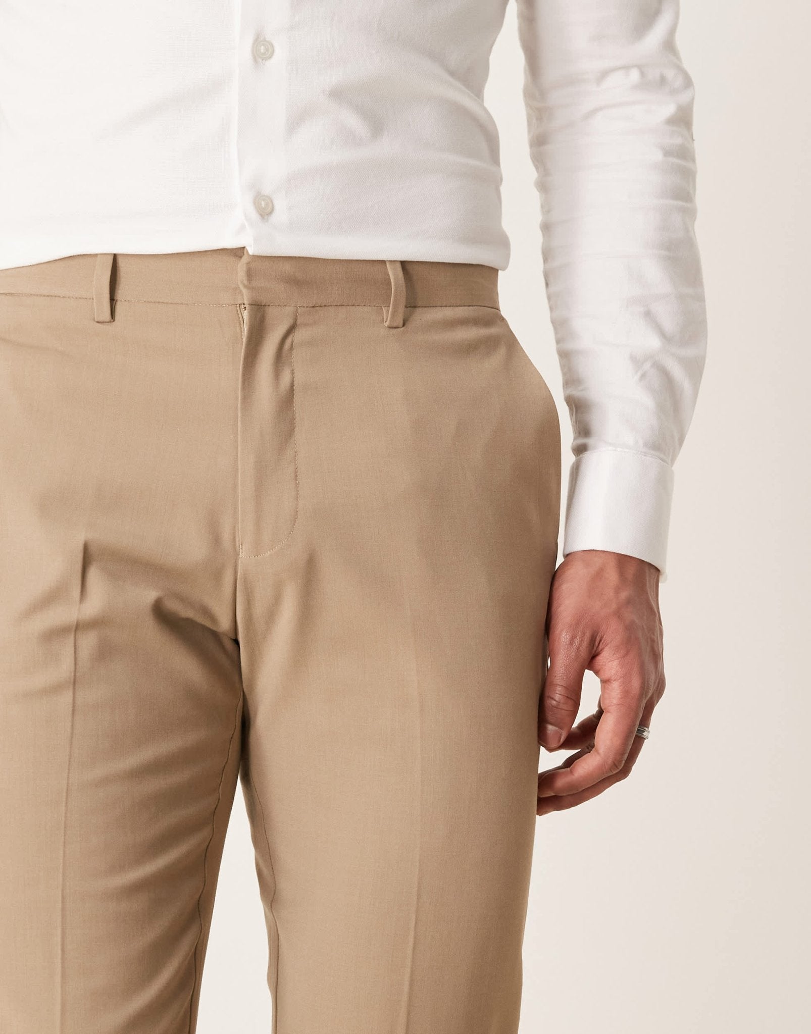 ASOS DESIGN washable slim suit trousers with lightweight worsted wool in beige - ASOS Sample Sale EU Store