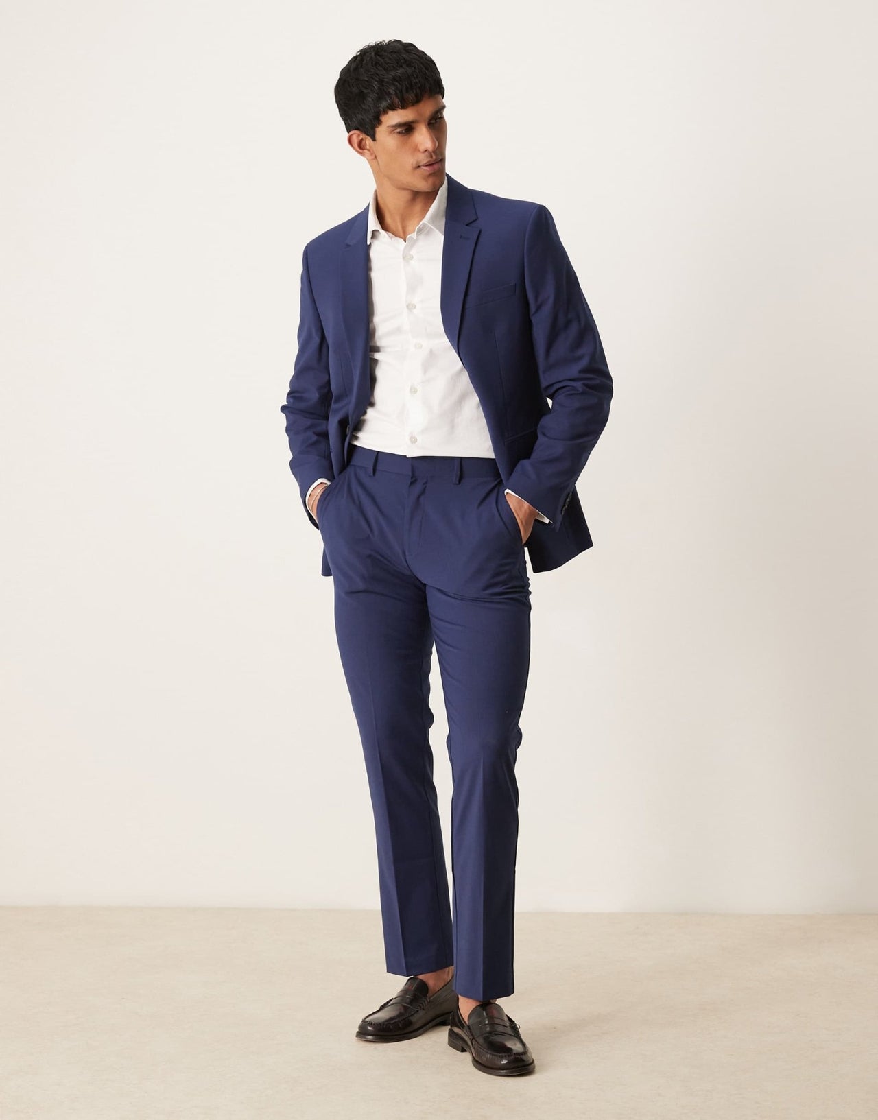 ASOS DESIGN washable slim suit trousers with lightweight worsted wool in blue - ASOS Sample Sale EU Store