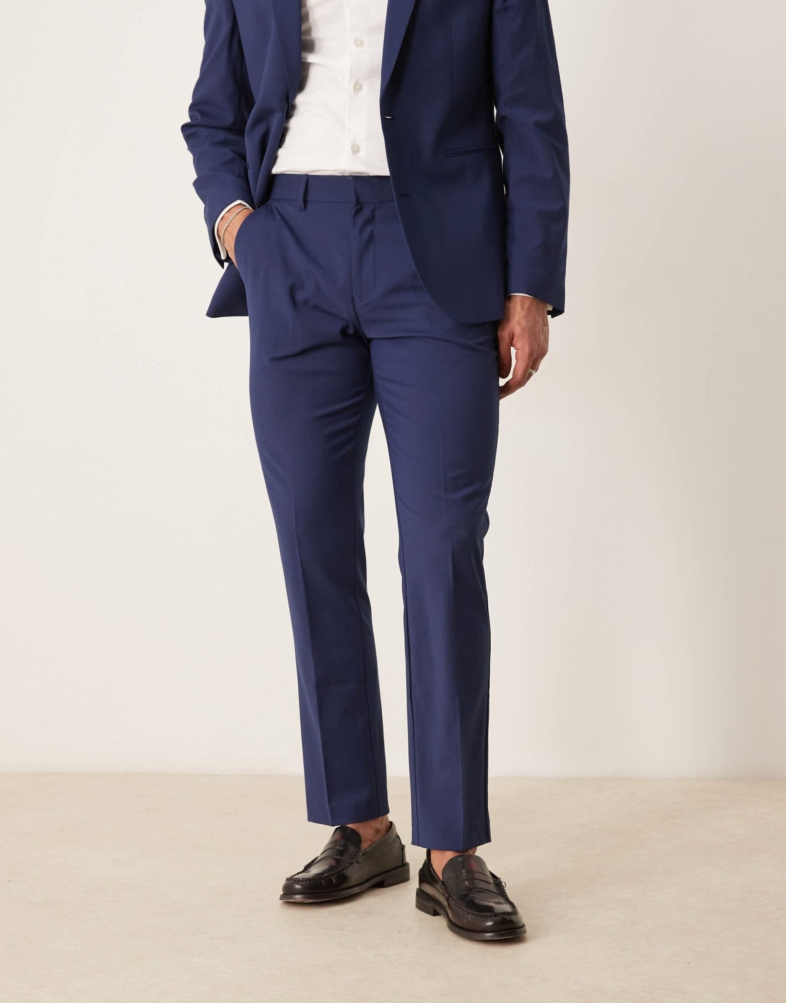 ASOS DESIGN washable slim suit trousers with lightweight worsted wool in blue - ASOS Sample Sale EU Store