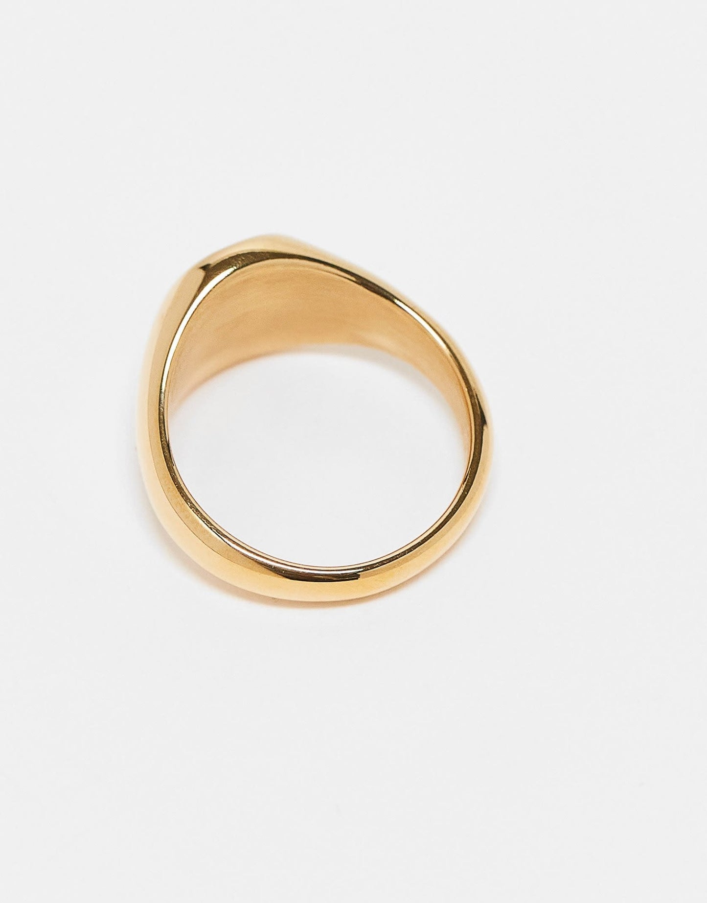 ASOS DESIGN waterproof stainless steel crystal and black enamel oval signet ring in gold - ASOS Sample Sale EU Store