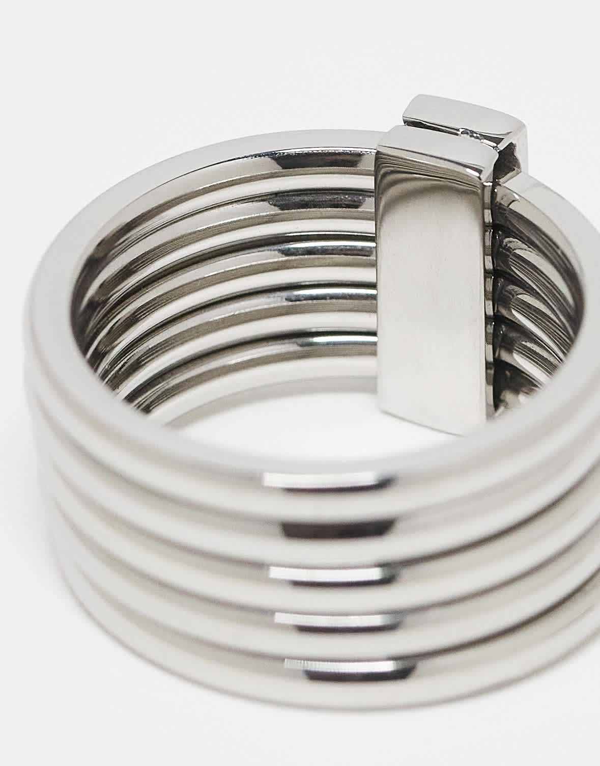 ASOS DESIGN waterproof stainless steel movement ring in silver - ASOS Sample Sale EU Store