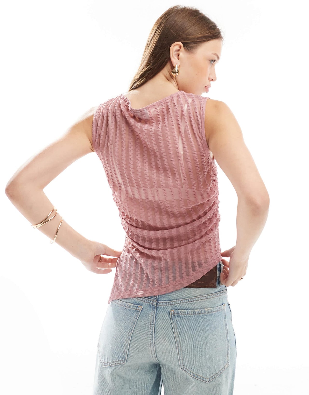 ASOS DESIGN wavey texture asymmetric top in pink - ASOS Sample Sale EU Store