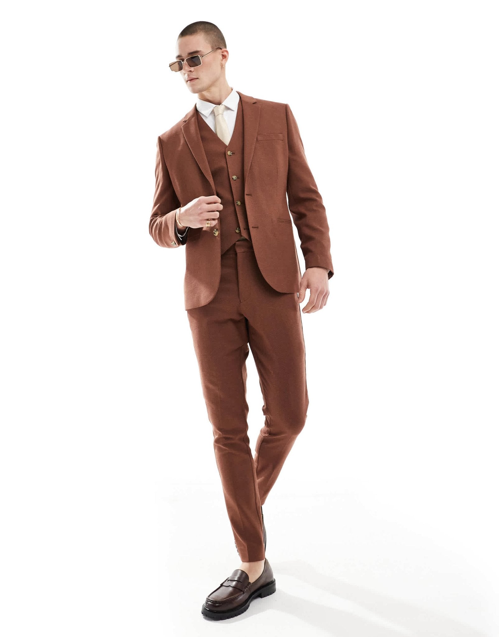 ASOS DESIGN wedding skinny suit jacket in brown - ASOS Sample Sale EU Store