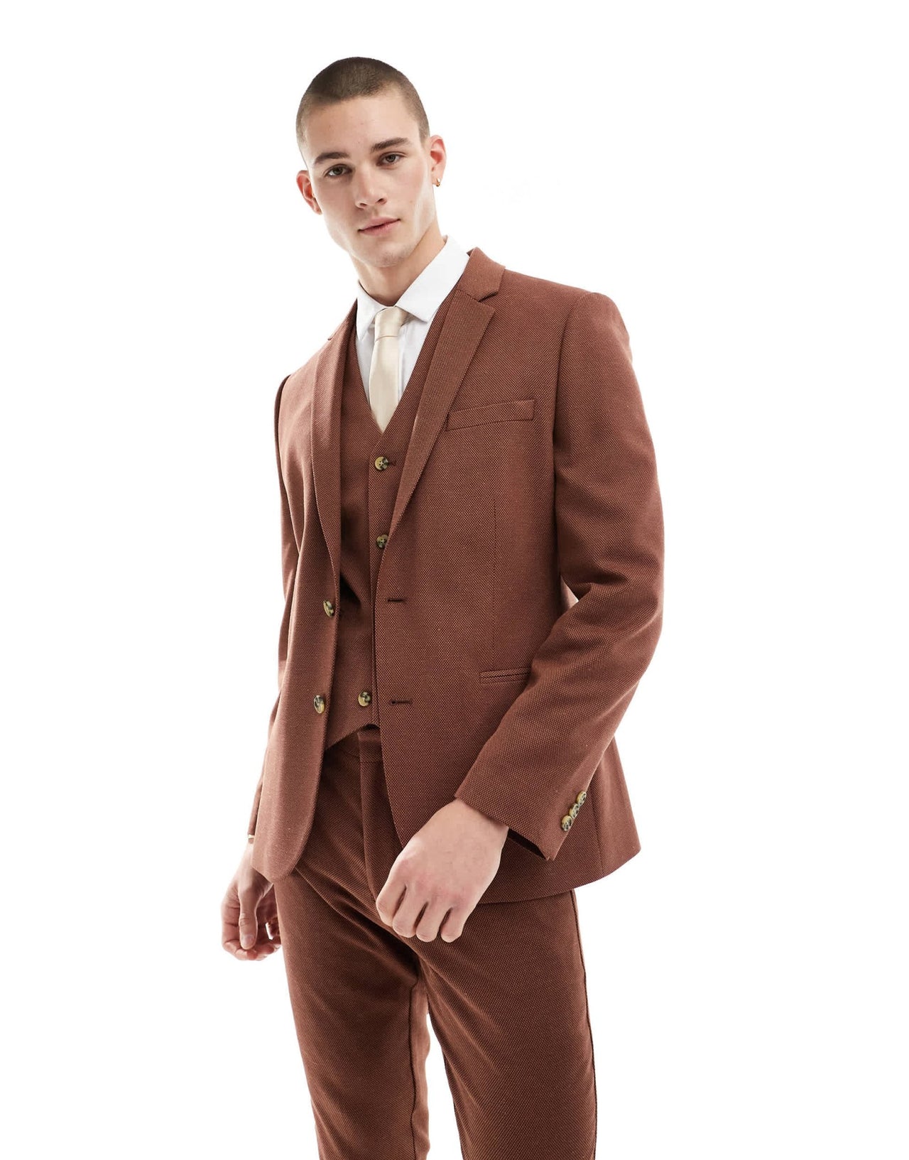 ASOS DESIGN wedding skinny suit jacket in brown - ASOS Sample Sale EU Store