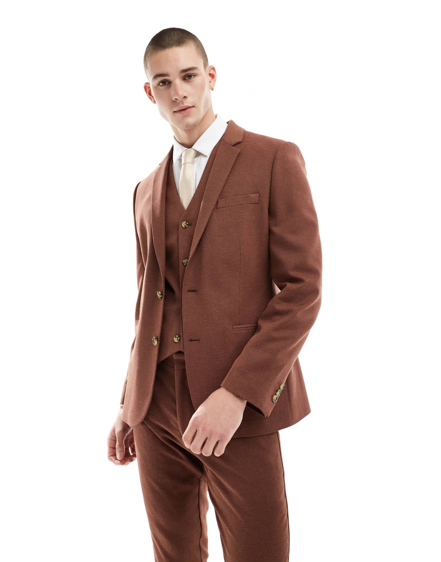 ASOS DESIGN wedding skinny suit jacket in brown - ASOS Sample Sale EU Store