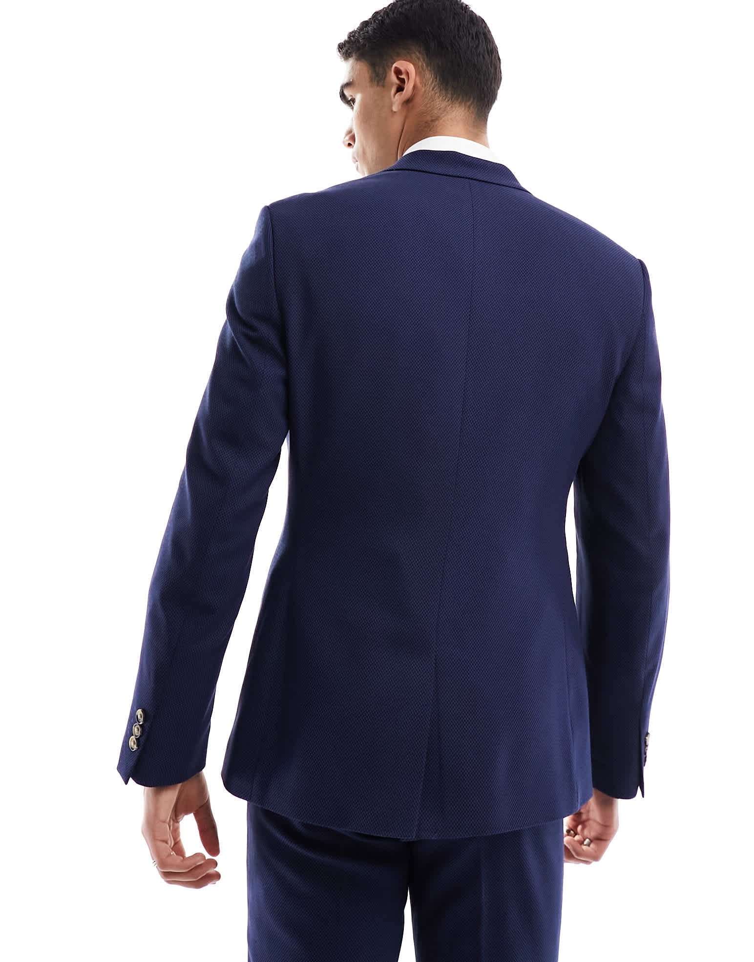 ASOS DESIGN wedding skinny suit jacket in navy microtexture - ASOS Sample Sale EU Store