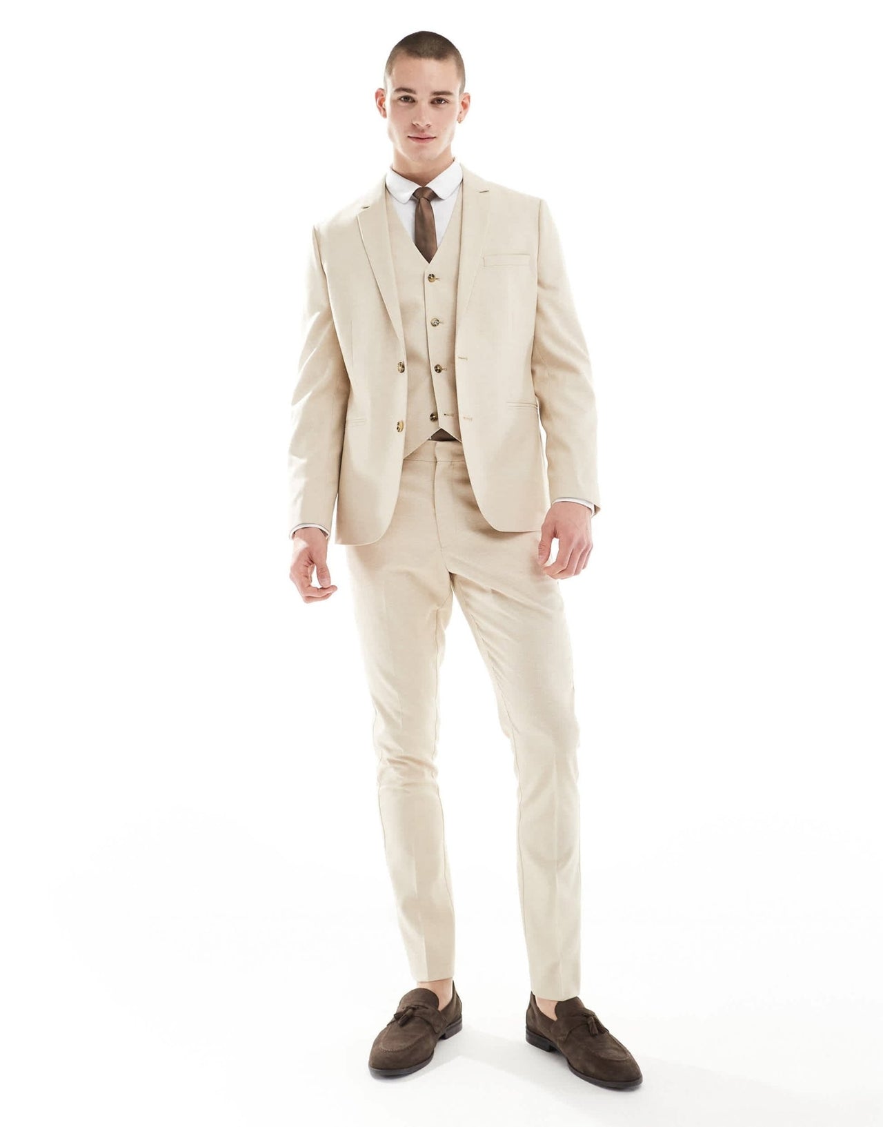 ASOS DESIGN wedding skinny suit jacket in stone - ASOS Sample Sale EU Store