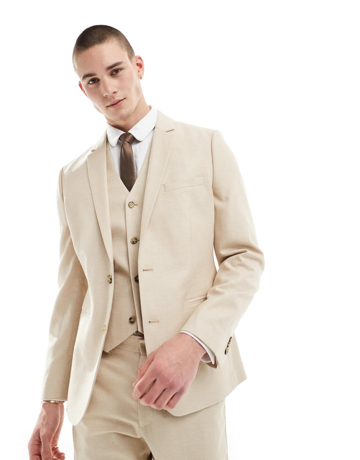 ASOS DESIGN wedding skinny suit jacket in stone - ASOS Sample Sale EU Store