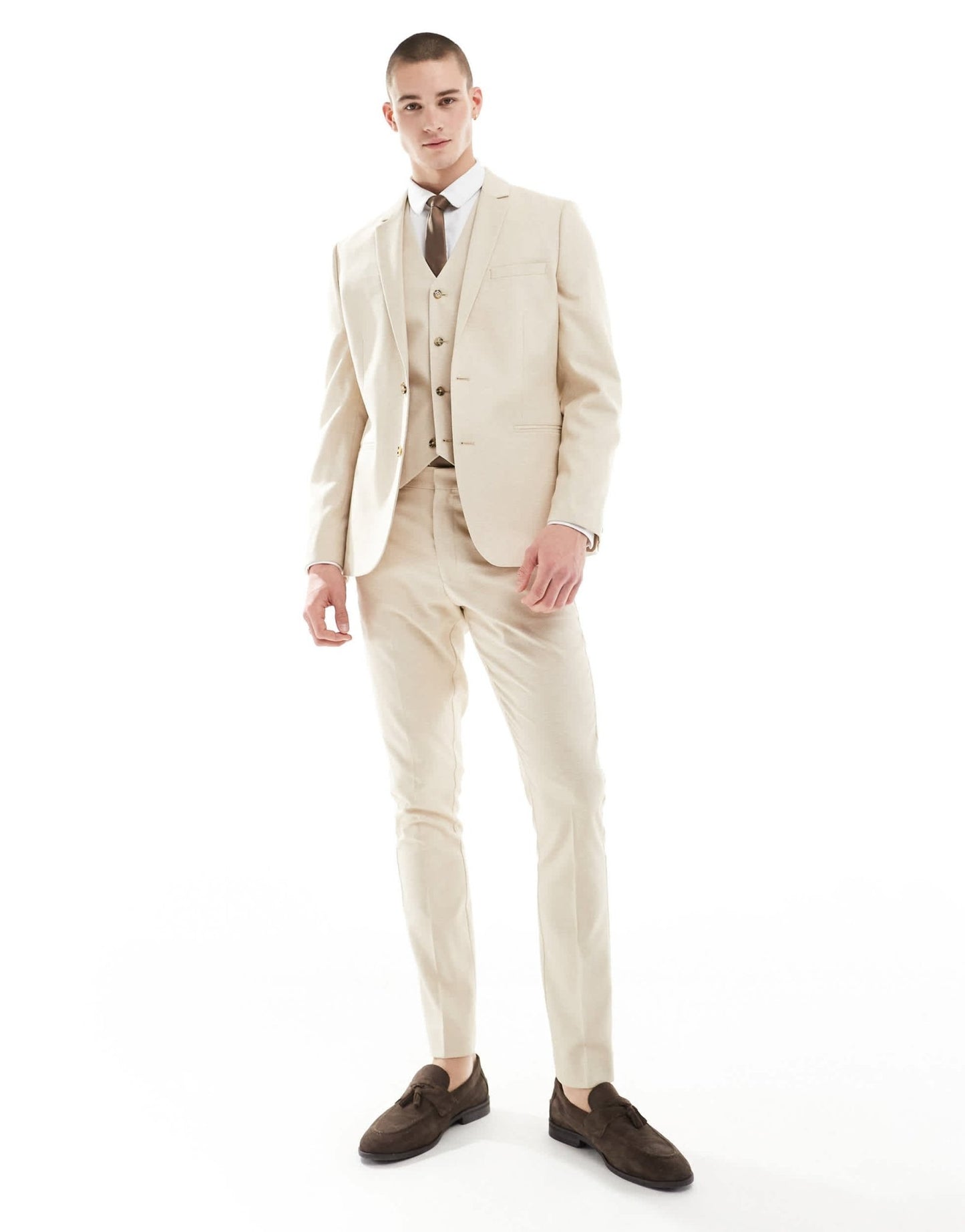 ASOS DESIGN wedding skinny suit trousers in stone - ASOS Sample Sale EU Store