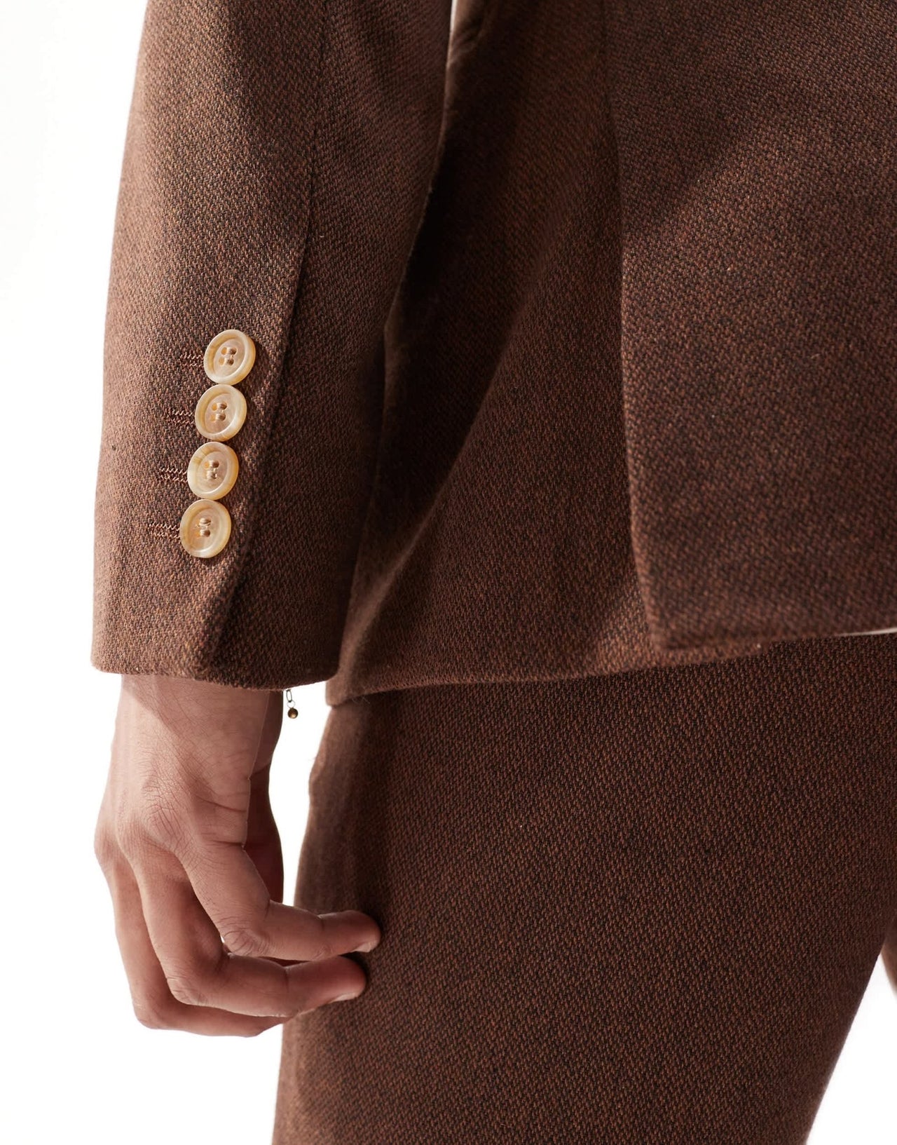 ASOS DESIGN wedding skinny wool mix suit jacket in brown basketweave texture - ASOS Sample Sale EU Store