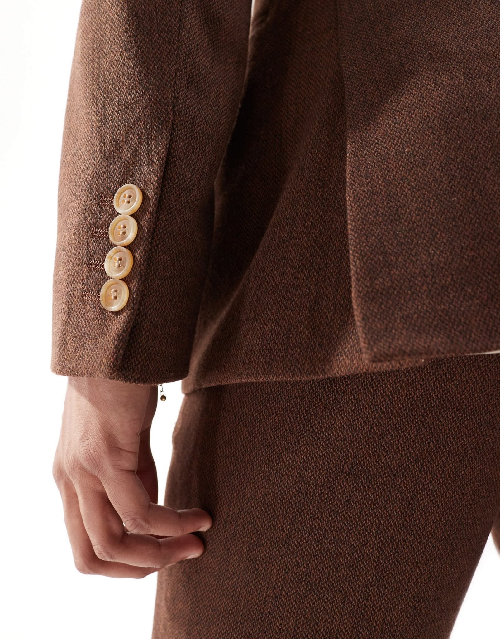 ASOS DESIGN wedding skinny wool mix suit jacket in brown basketweave texture - ASOS Sample Sale EU Store