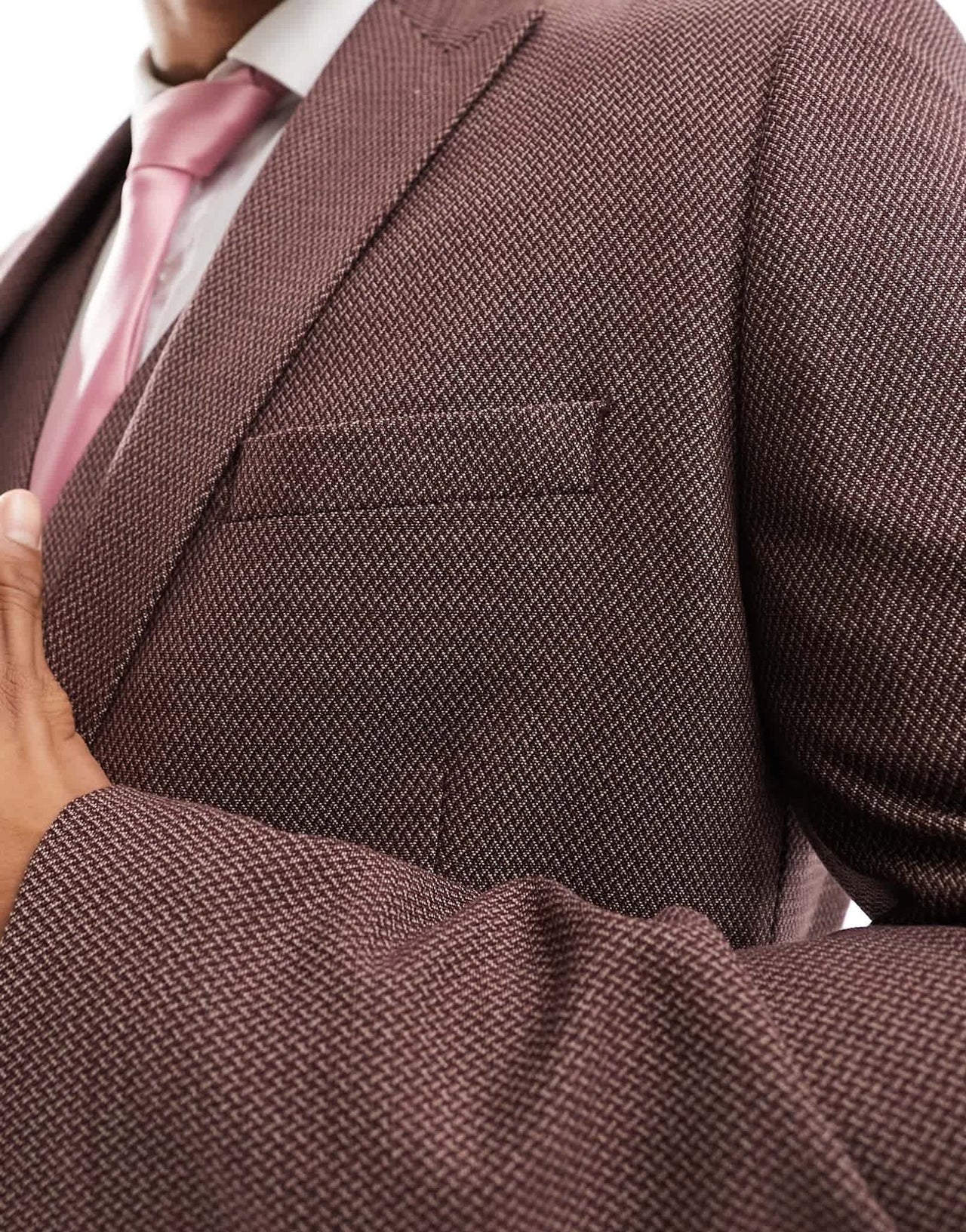 ASOS DESIGN wedding slim suit jacket in burgundy microtexture - ASOS Sample Sale EU Store