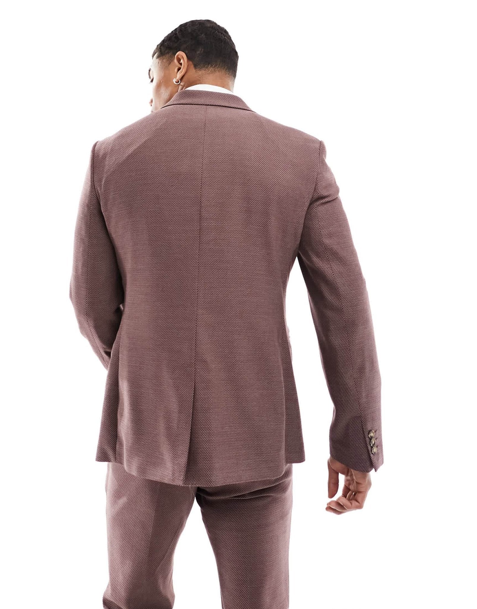ASOS DESIGN wedding slim suit jacket in burgundy microtexture - ASOS Sample Sale EU Store