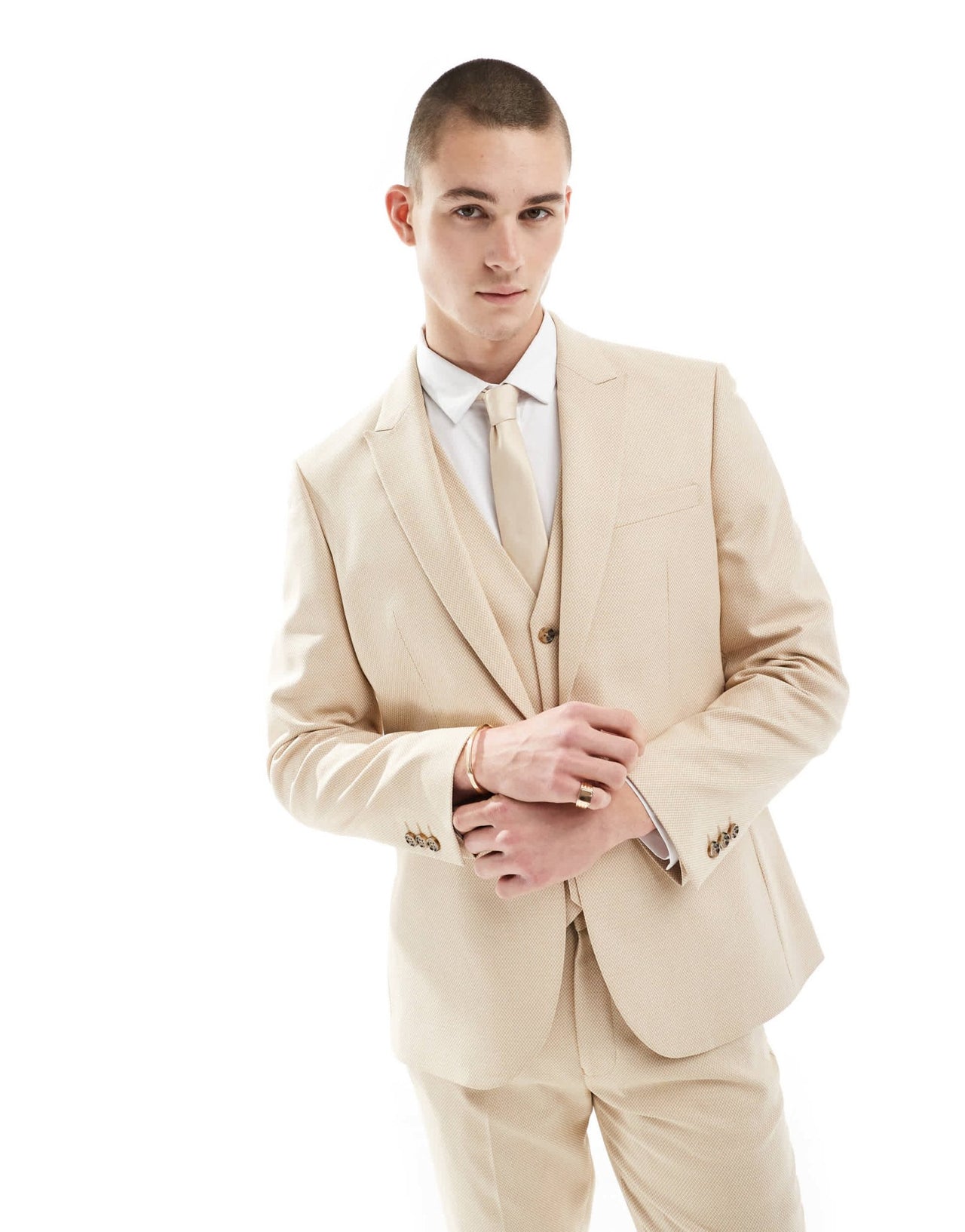 ASOS DESIGN wedding slim suit jacket in camel microtexture - ASOS Sample Sale EU Store