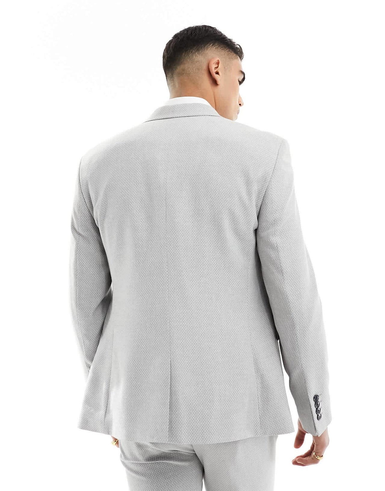 ASOS DESIGN wedding slim suit jacket in light grey birdseye texture - ASOS Sample Sale EU Store