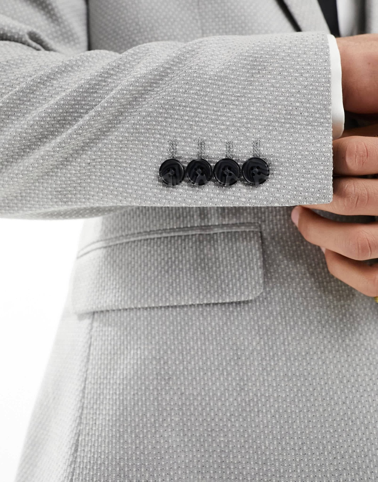 ASOS DESIGN wedding slim suit jacket in light grey birdseye texture - ASOS Sample Sale EU Store