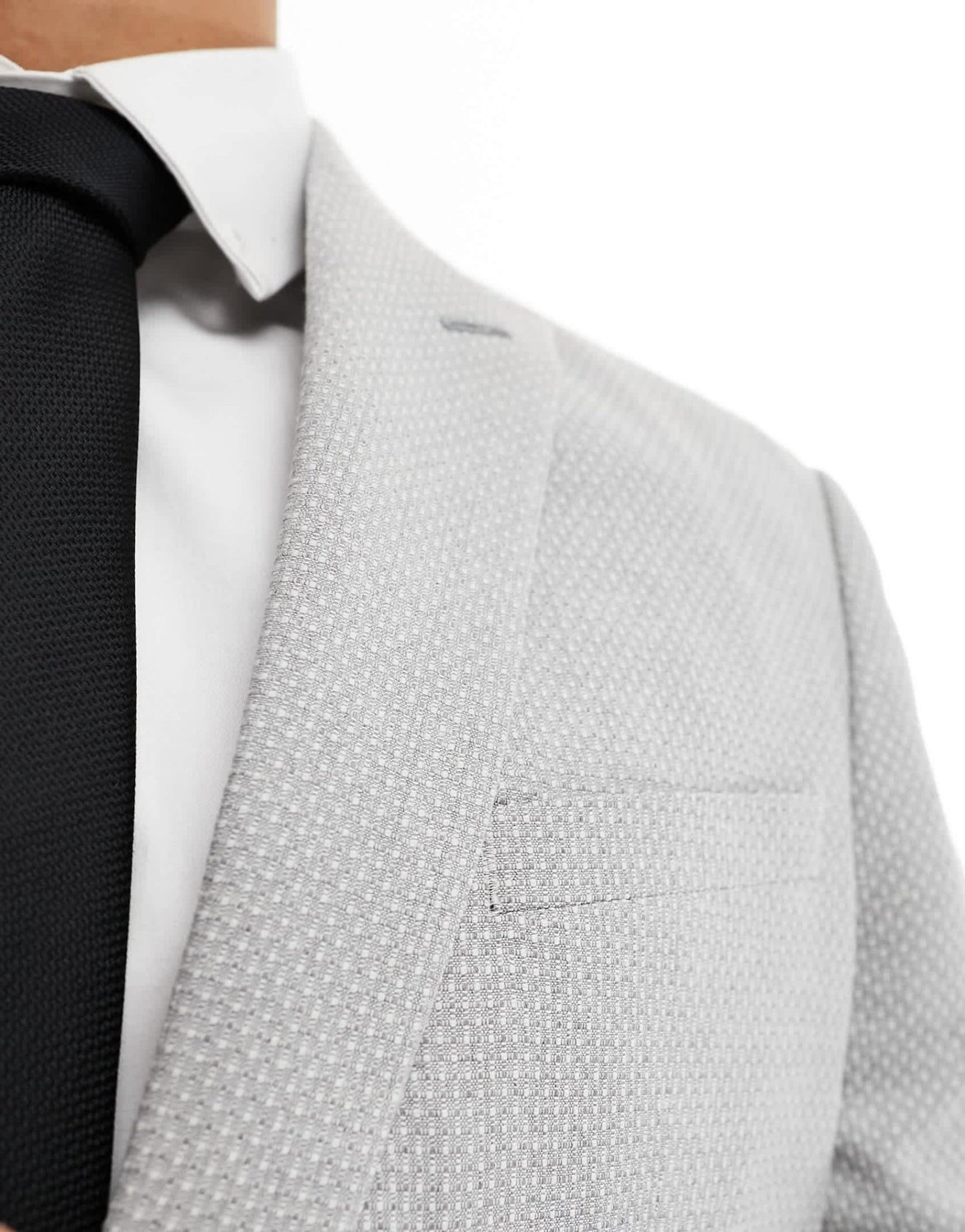 ASOS DESIGN wedding slim suit jacket in light grey birdseye texture - ASOS Sample Sale EU Store
