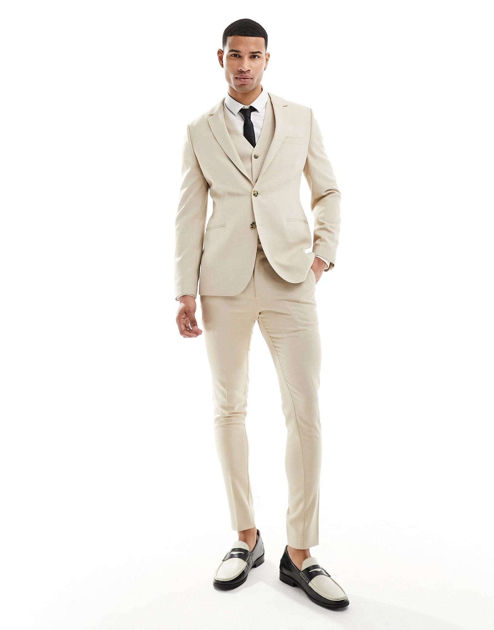 ASOS DESIGN wedding slim suit jacket in stone - ASOS Sample Sale EU Store