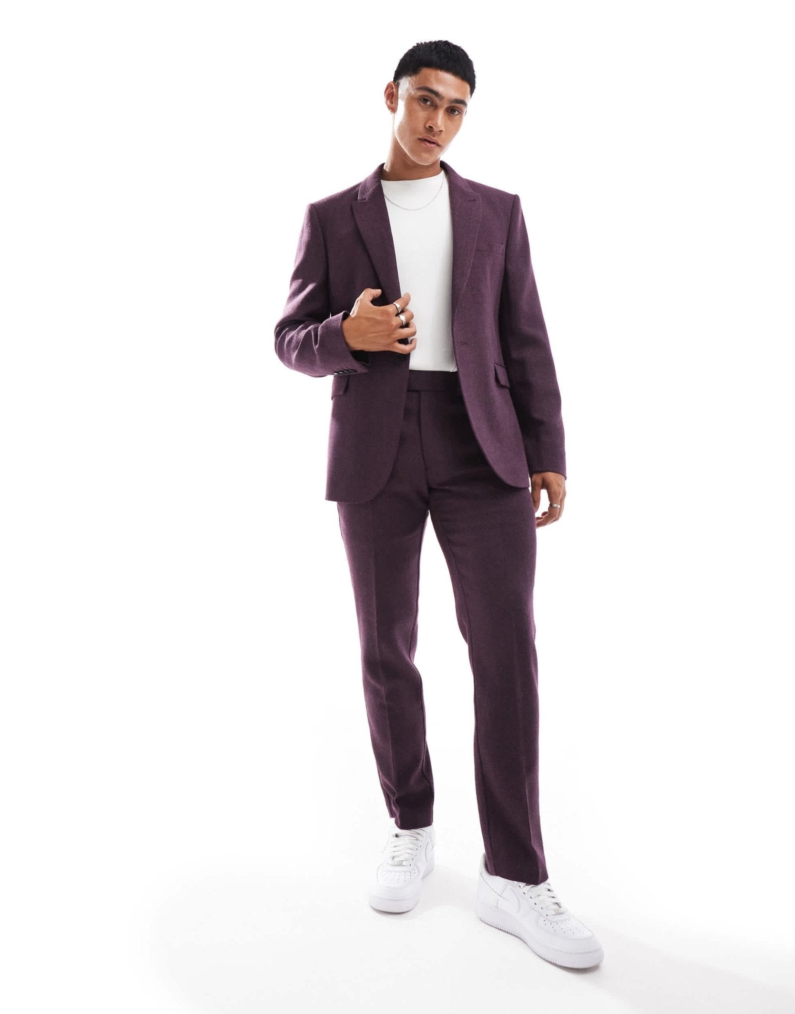 ASOS DESIGN wedding slim suit jacket in wool herringbone - ASOS Sample Sale EU Store