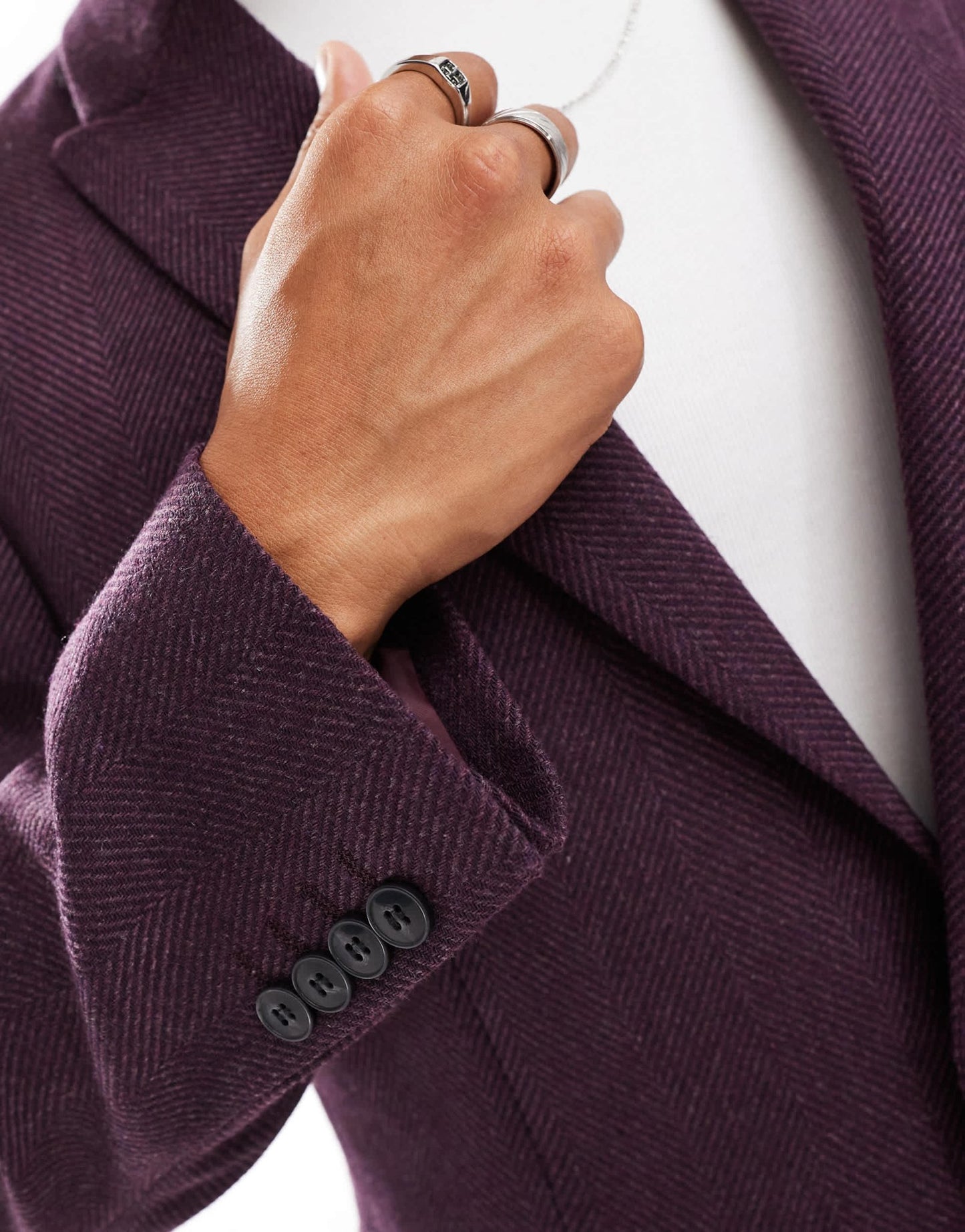 ASOS DESIGN wedding slim suit jacket in wool herringbone - ASOS Sample Sale EU Store