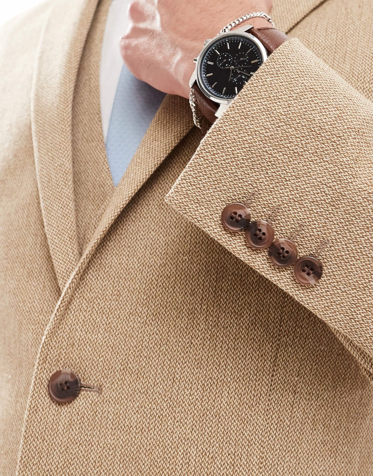 ASOS DESIGN wedding slim wool mix suit jacket in beige basketweave texture - ASOS Sample Sale EU Store