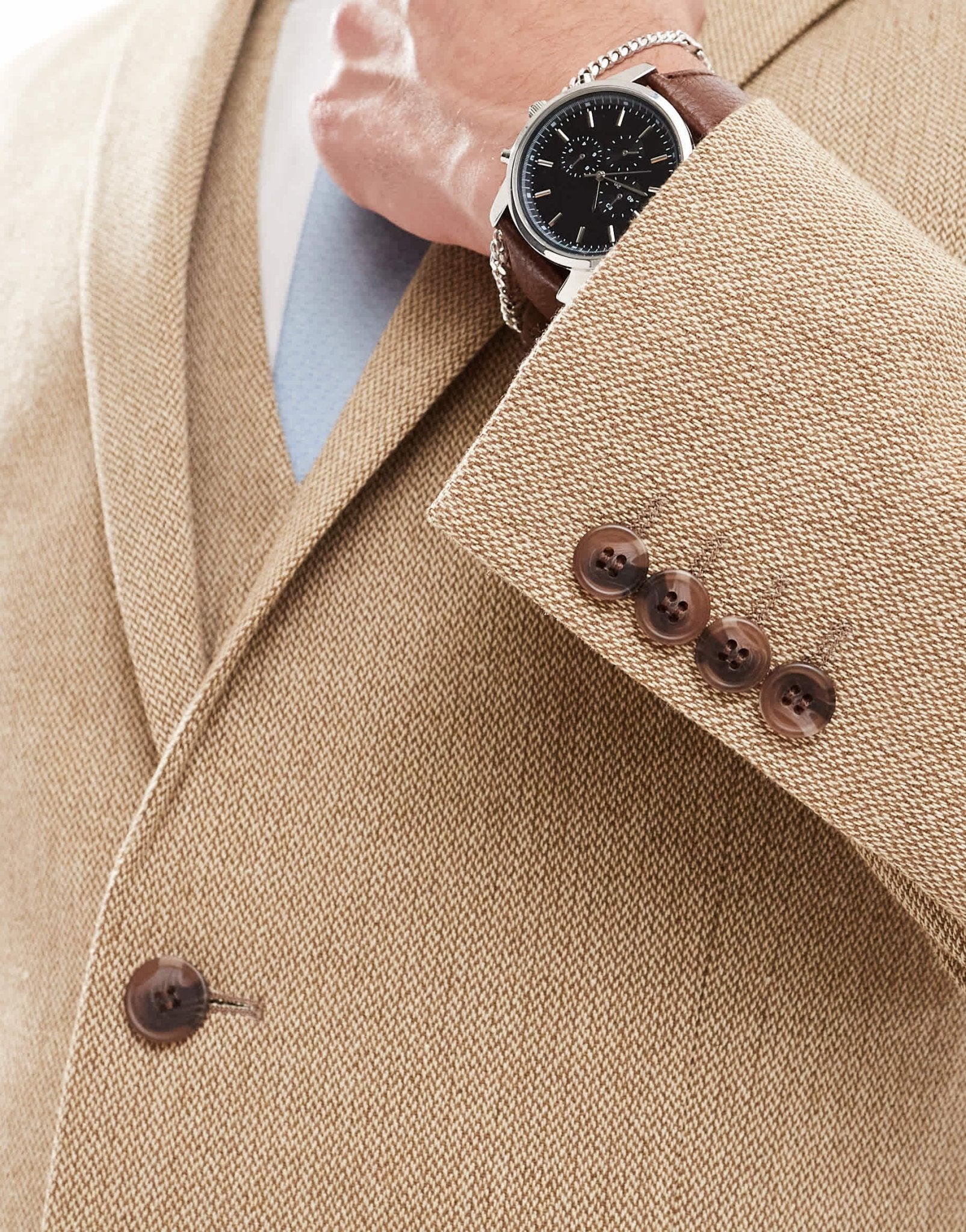 ASOS DESIGN wedding slim wool mix suit jacket in beige basketweave texture - ASOS Sample Sale EU Store