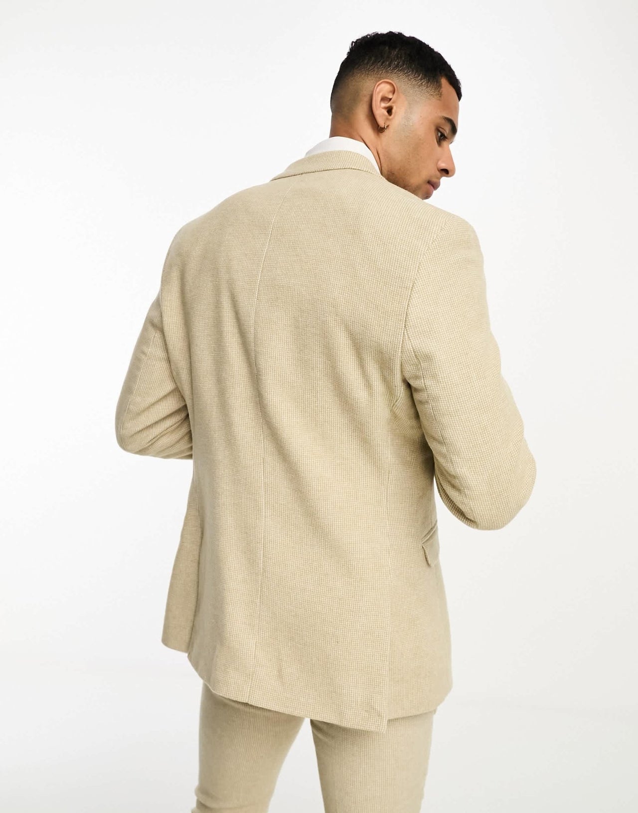 ASOS DESIGN wedding super skinny wool mix suit jacket in stone puppytooth - ASOS Sample Sale EU Store