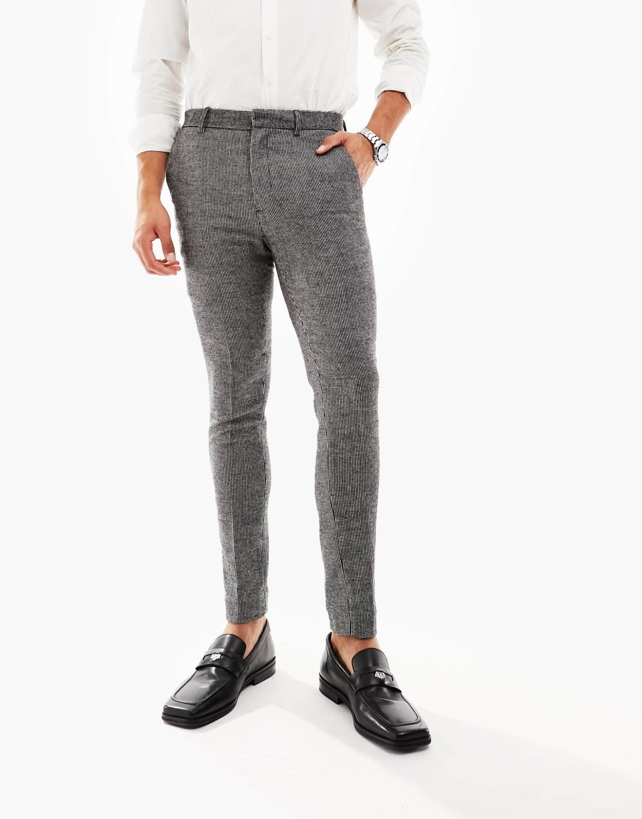 ASOS DESIGN wedding super skinny wool mix suit trousers in monochrome puppytooth - ASOS Sample Sale EU Store