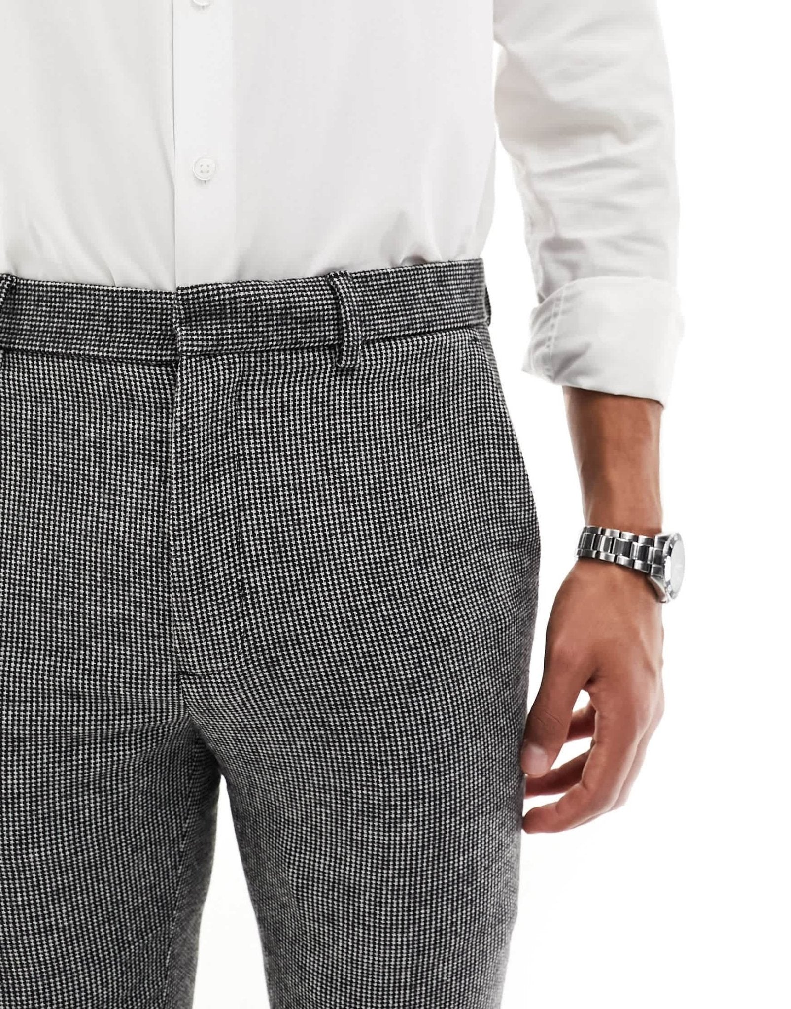 ASOS DESIGN wedding super skinny wool mix suit trousers in monochrome puppytooth - ASOS Sample Sale EU Store