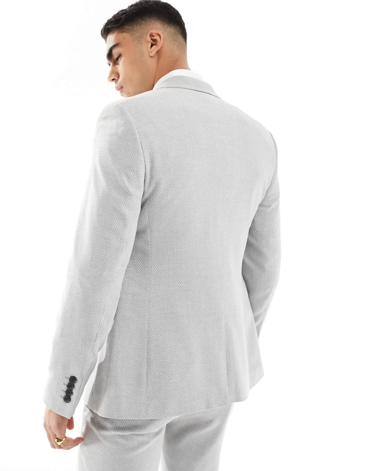 ASOS DESIGN wedding superskinny suit jacket in light grey birdseye texture - ASOS Sample Sale EU Store