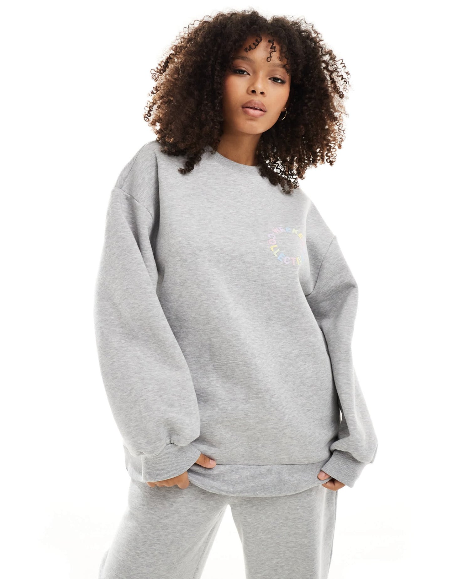 ASOS DESIGN Weekend Collective pastel logo sweatshirt in grey marl - ASOS Sample Sale EU Store