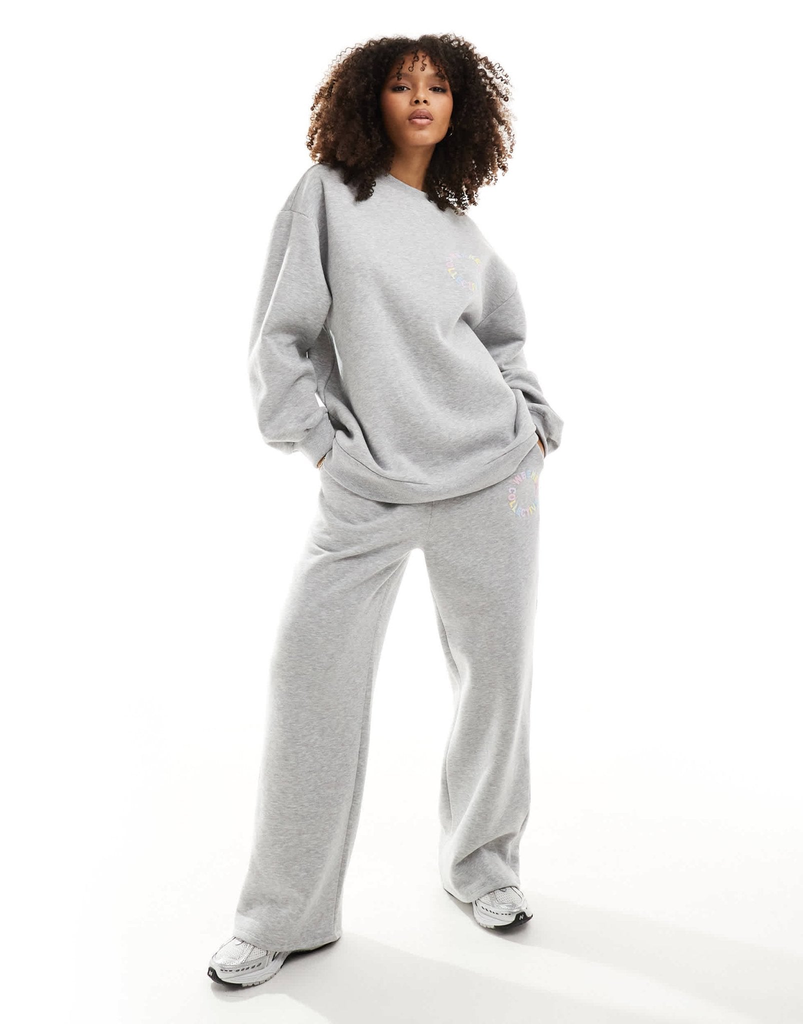 ASOS DESIGN Weekend Collective pastel logo sweatshirt in grey marl - ASOS Sample Sale EU Store