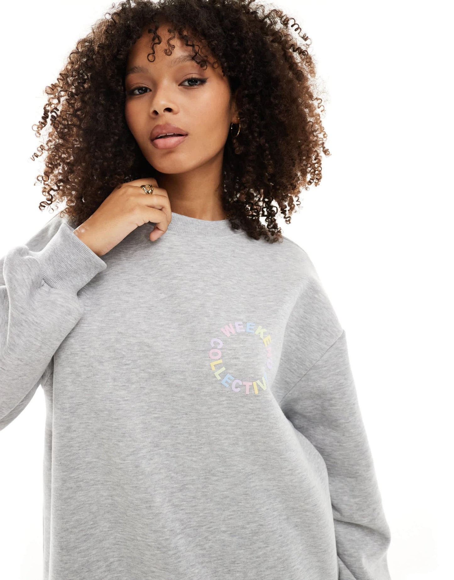 ASOS DESIGN Weekend Collective pastel logo sweatshirt in grey marl - ASOS Sample Sale EU Store