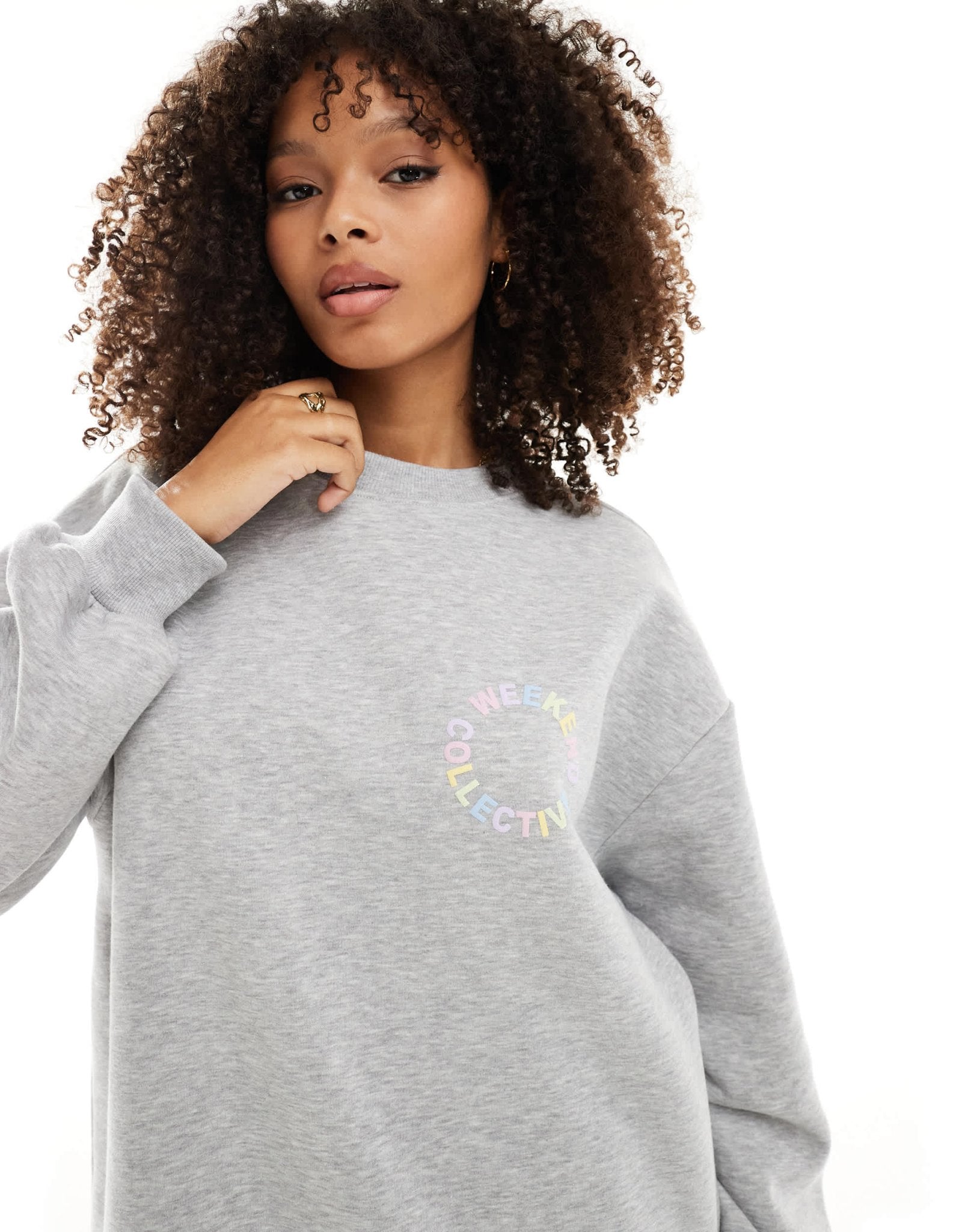 ASOS DESIGN Weekend Collective pastel logo sweatshirt in grey marl - ASOS Sample Sale EU Store