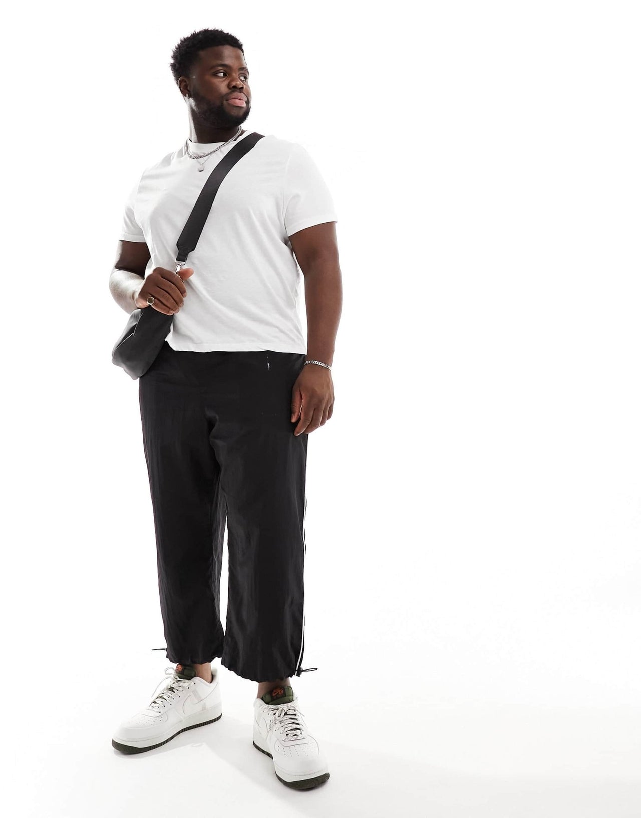 ASOS DESIGN wide awkward length nylon trouser with toggle detail in black - ASOS Sample Sale EU Store